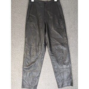 Vintage Lanna Leather Pants Women Classic 10 Black High Rise USA 90s Biker Soft!